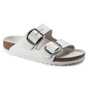 Birkenstock Arizona White with Silver Big Buckle